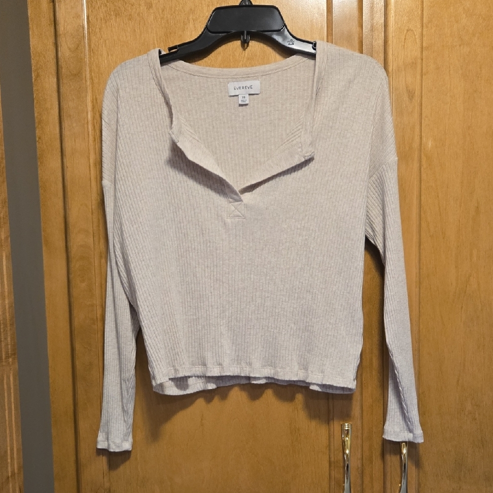 Evereve tanLong Sleeve Tie Front Blouse